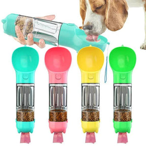 Garrafa Portátil para Pets 4 em 1 - PetWater, Garrafa Portátil com Alça e Porta Petisco Azul, Garrafa de Água Portátil para Cachorro, Garrafa de água para Cachorros