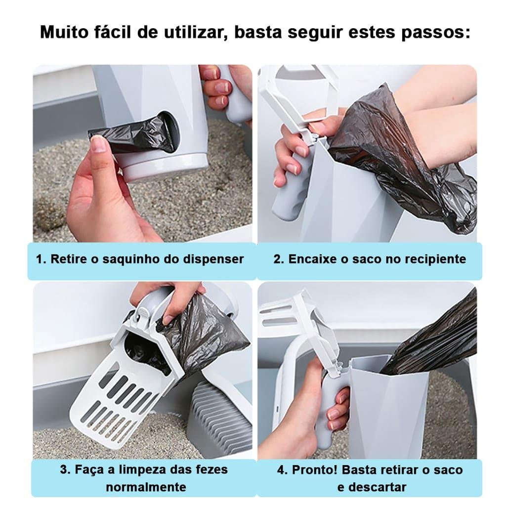 Pá para fezes de gatos, Pá higiênica para Petz, Pá Higiênica para Gatos com Dispensador Embutido + Saco Coletor Descartável, Pá Higiênica para Gatos com Dispenser Embutido, Pá Higiênica para Gatos, Pá Higiênica Coletora com Dispensador Para Gatos e Cães, Pá com Dispensador para Gatos, Pá coletora para petz, Pa Para pegar coco de gato, pa higiênica gato